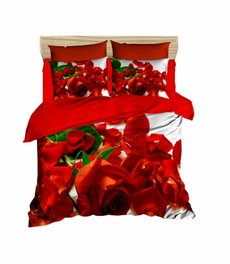 L'essentiel linge de maison Juego de funda de edredón doble con impresión 3D Blanco, Rojo y Verde